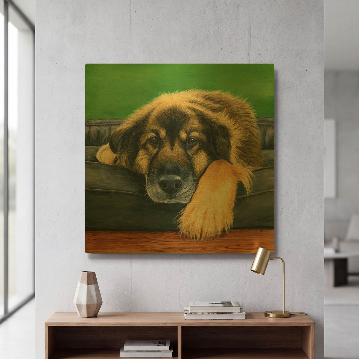 'Cute Shepherd Mix Dog' By Rebecca Wang Art Gold Metal Wall Art