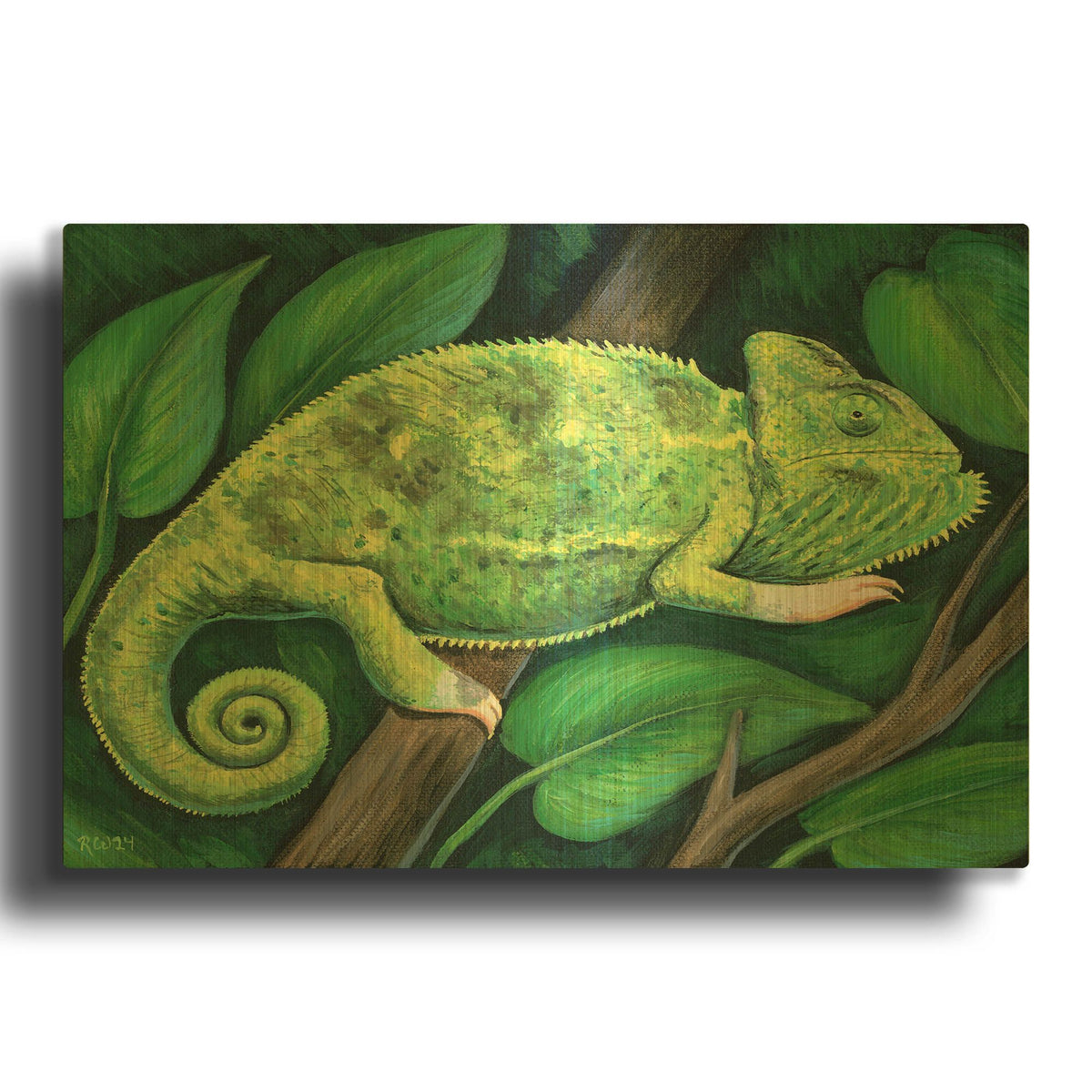 'Female Veiled Chameleon' By Rebecca Wang Art Gold Metal Wall Art
