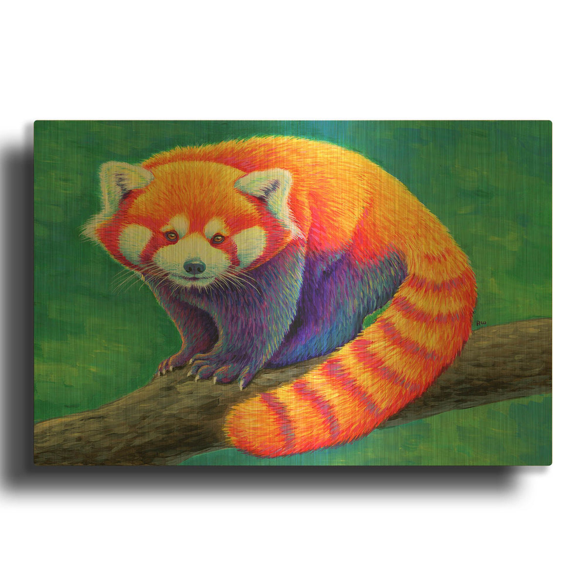 'Red Panda Rainbow' By Rebecca Wang Art Gold Metal Wall Art