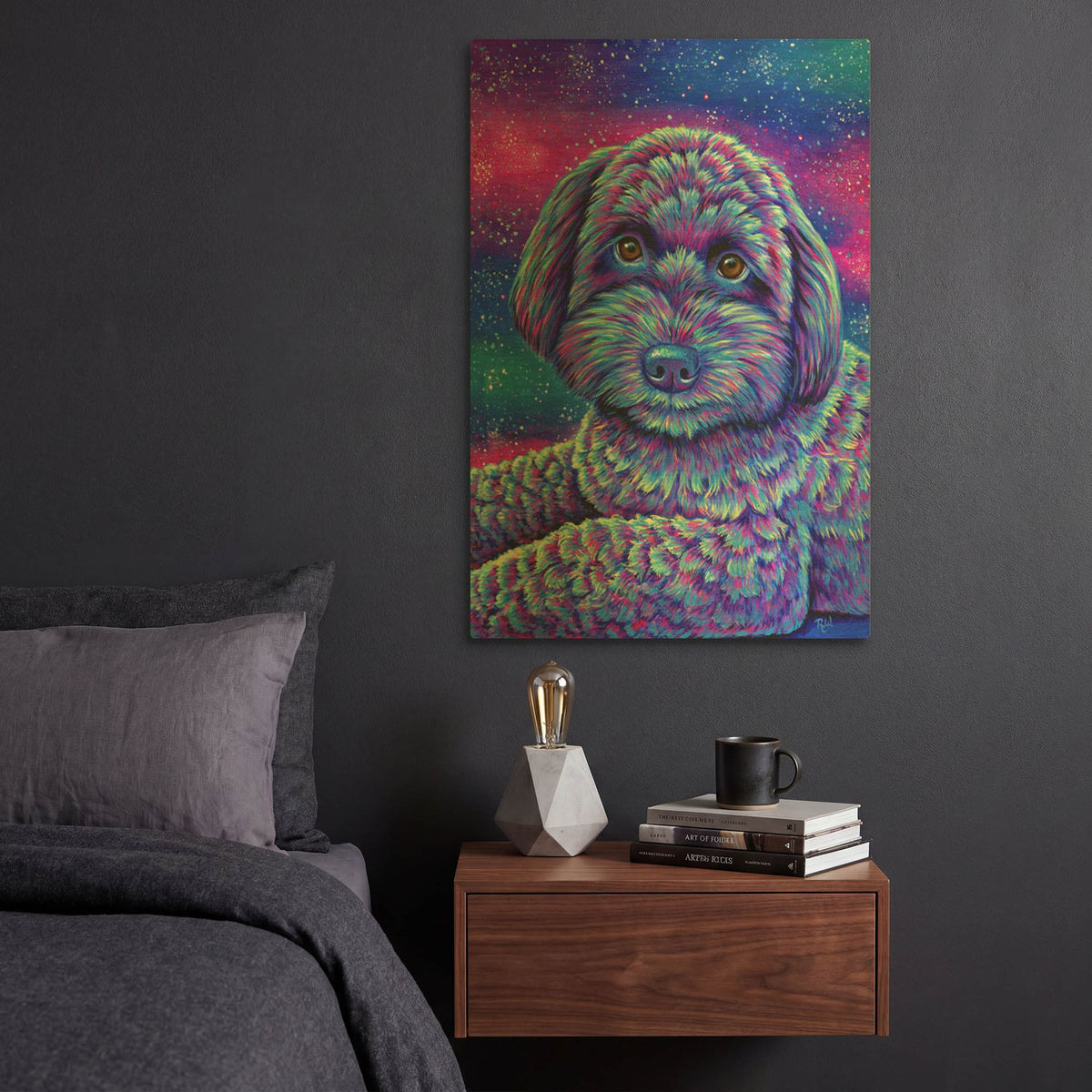 'Starry Schnoodle' By Rebecca Wang Art Gold Metal Wall Art