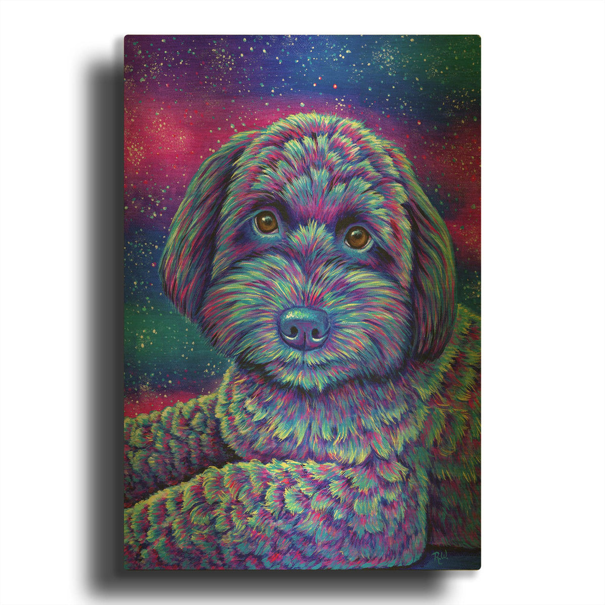 'Starry Schnoodle' By Rebecca Wang Art Gold Metal Wall Art