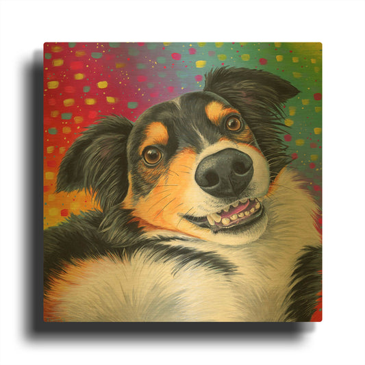 'Tricolor Australian Shepherd Dog' By Rebecca Wang Art Gold Metal Wall Art