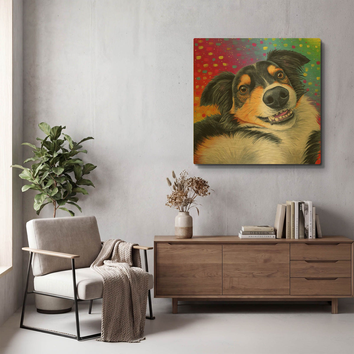 'Tricolor Australian Shepherd Dog' By Rebecca Wang Art Gold Metal Wall Art