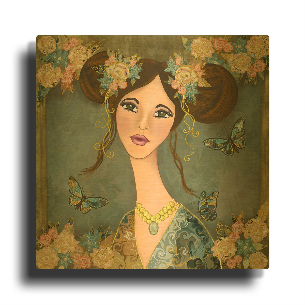 'Caroline' By Romantz Art Gold Metal Wall Art
