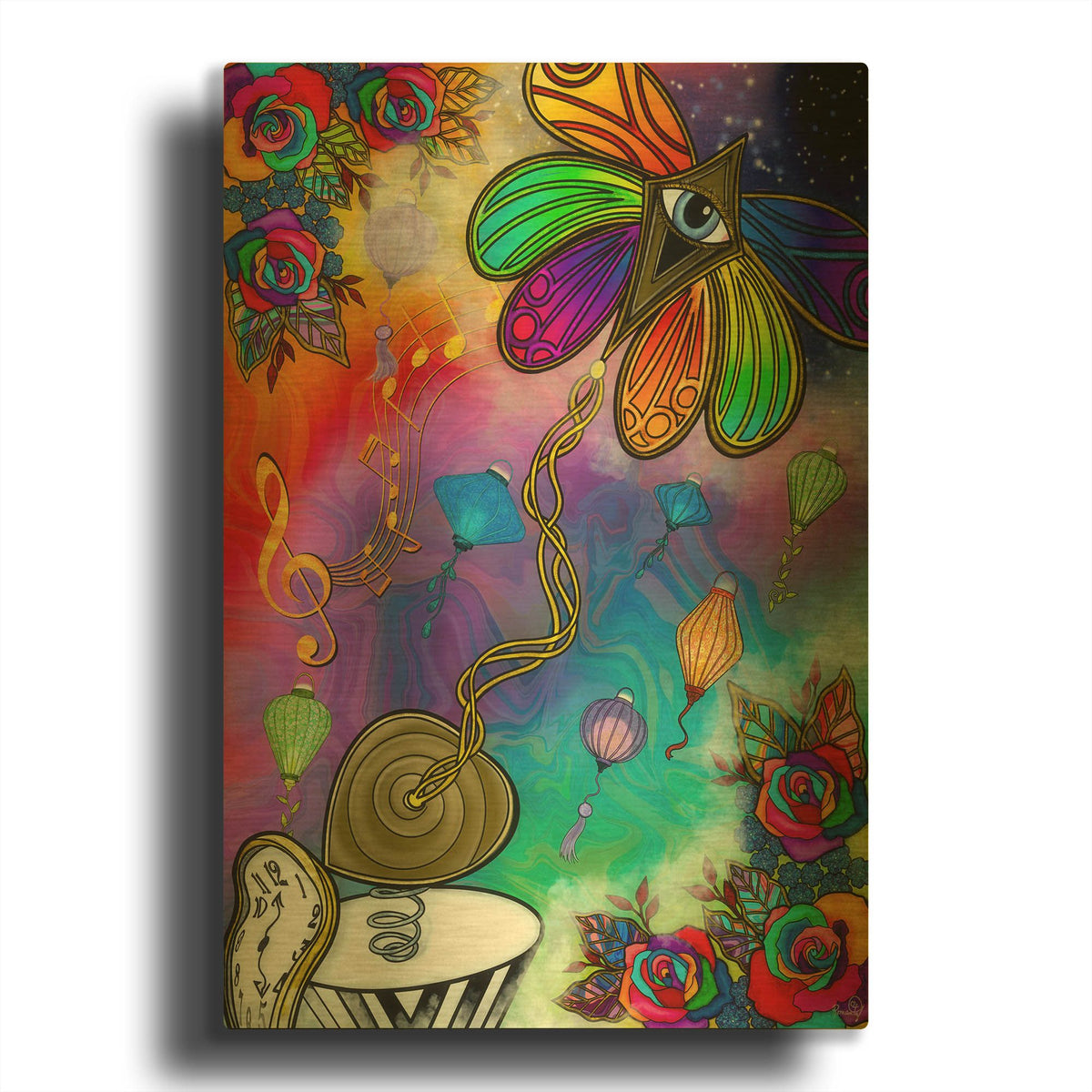 'The Anchor And The Kite' By Romantz Art Gold Metal Wall Art