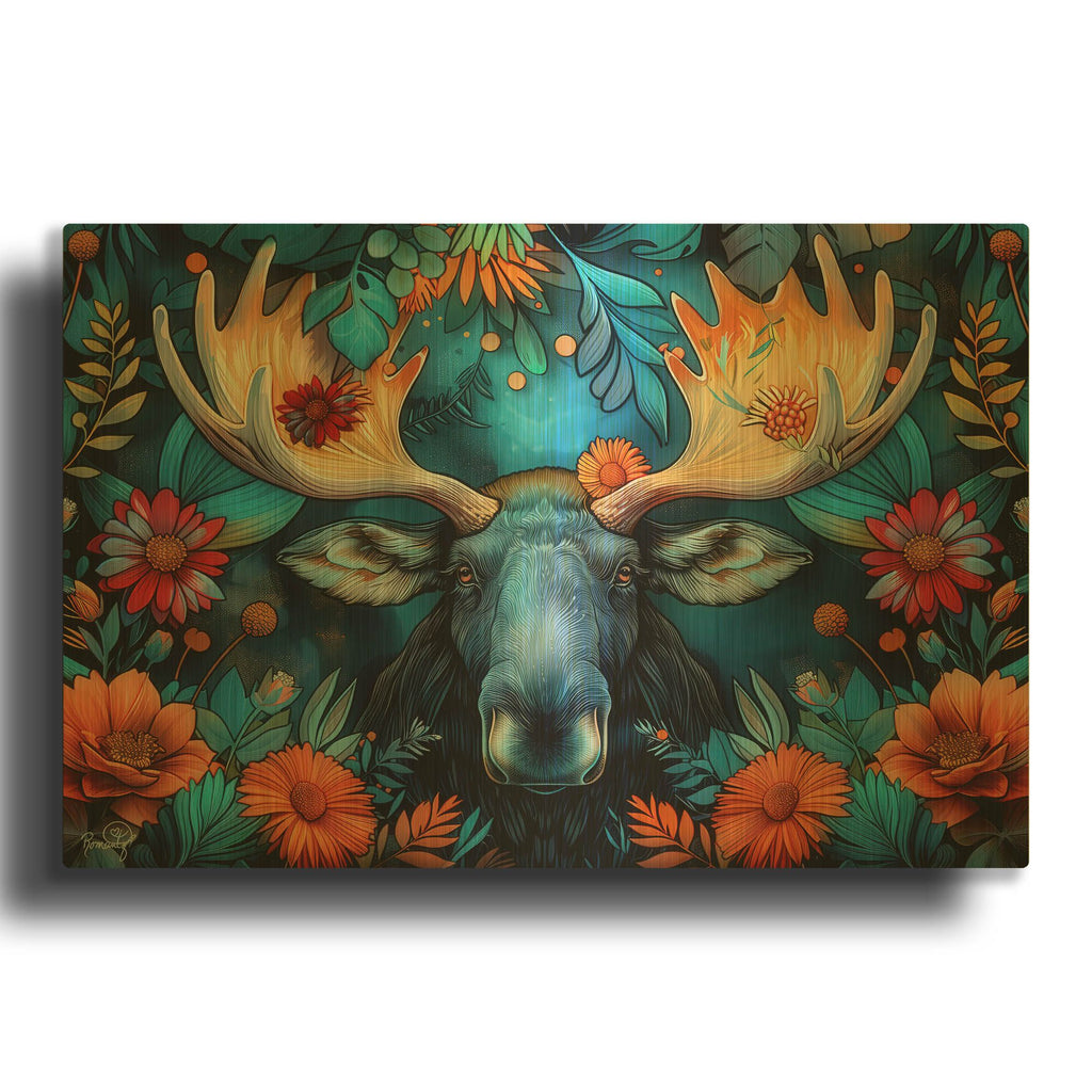'Whimsical Woods - Blue Moon' By Romantz Art Gold Metal Wall Art