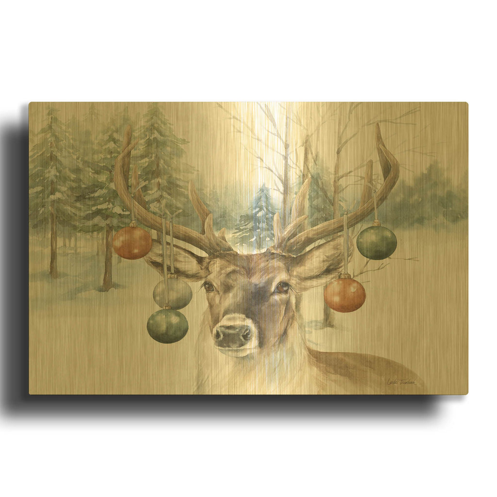'Christmas Deer' By Leslie Trimbach Gold Metal Wall Art