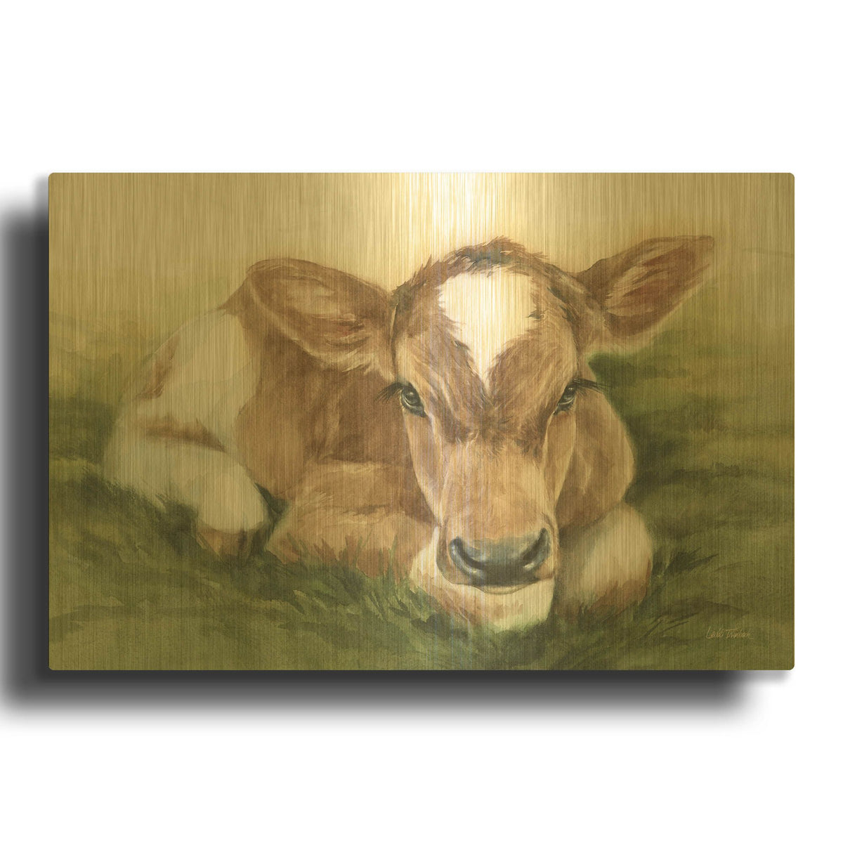 'Gentle Calf' By Leslie Trimbach Gold Metal Wall Art