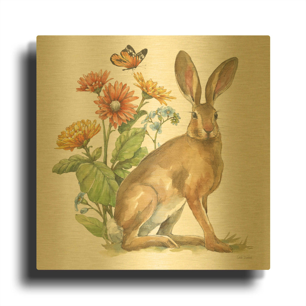 'In The Garden 2' By Leslie Trimbach Gold Metal Wall Art