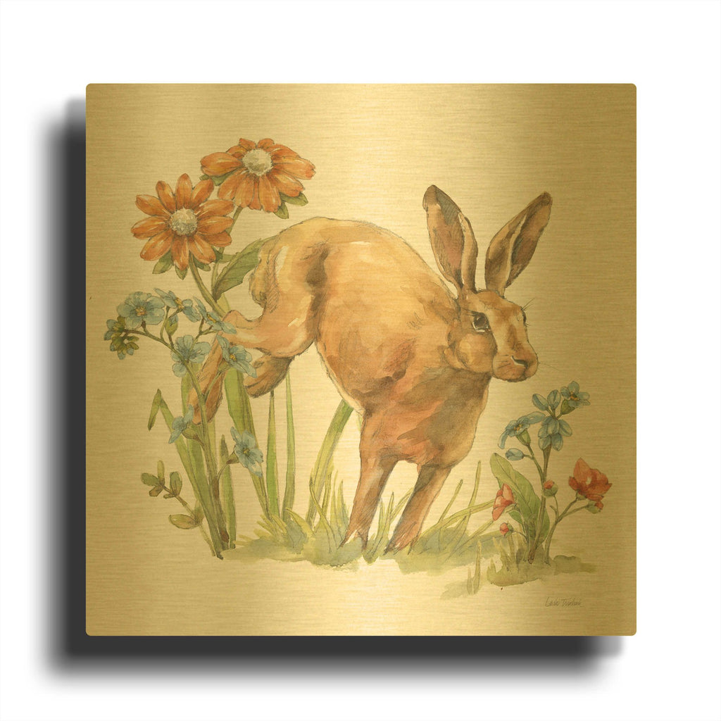 'In The Garden 4' By Leslie Trimbach Gold Metal Wall Art