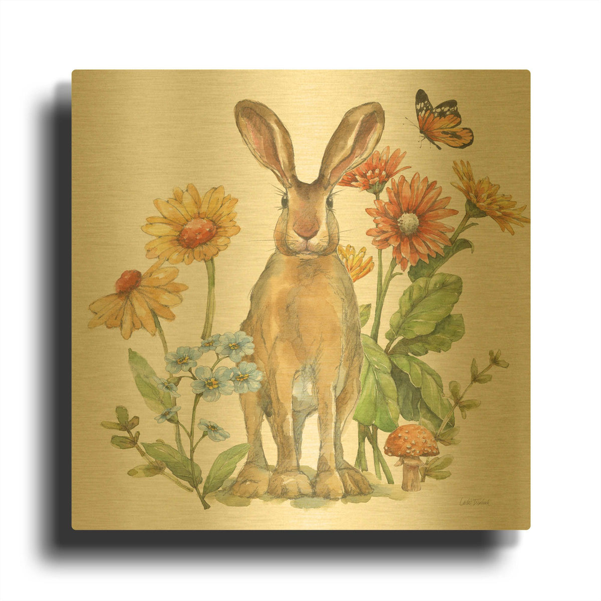 'In The Garden 5' By Leslie Trimbach Gold Metal Wall Art