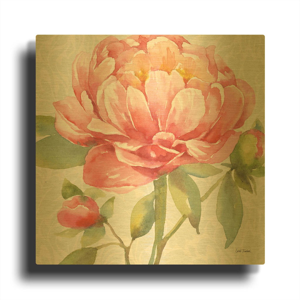 'Pink Flora 2' By Leslie Trimbach Gold Metal Wall Art