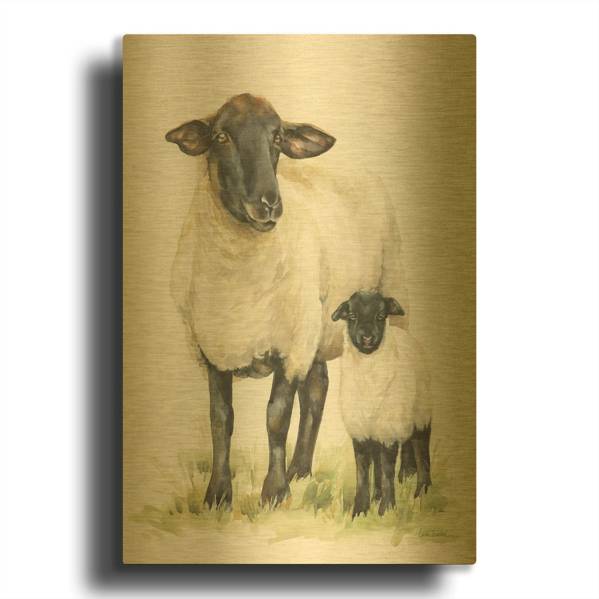 'Sheep' By Leslie Trimbach Gold Metal Wall Art