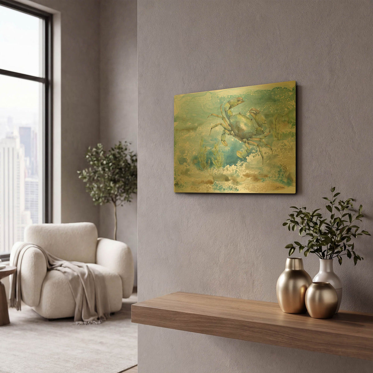 'Under Sea Life 3' By Leslie Trimbach Gold Metal Wall Art