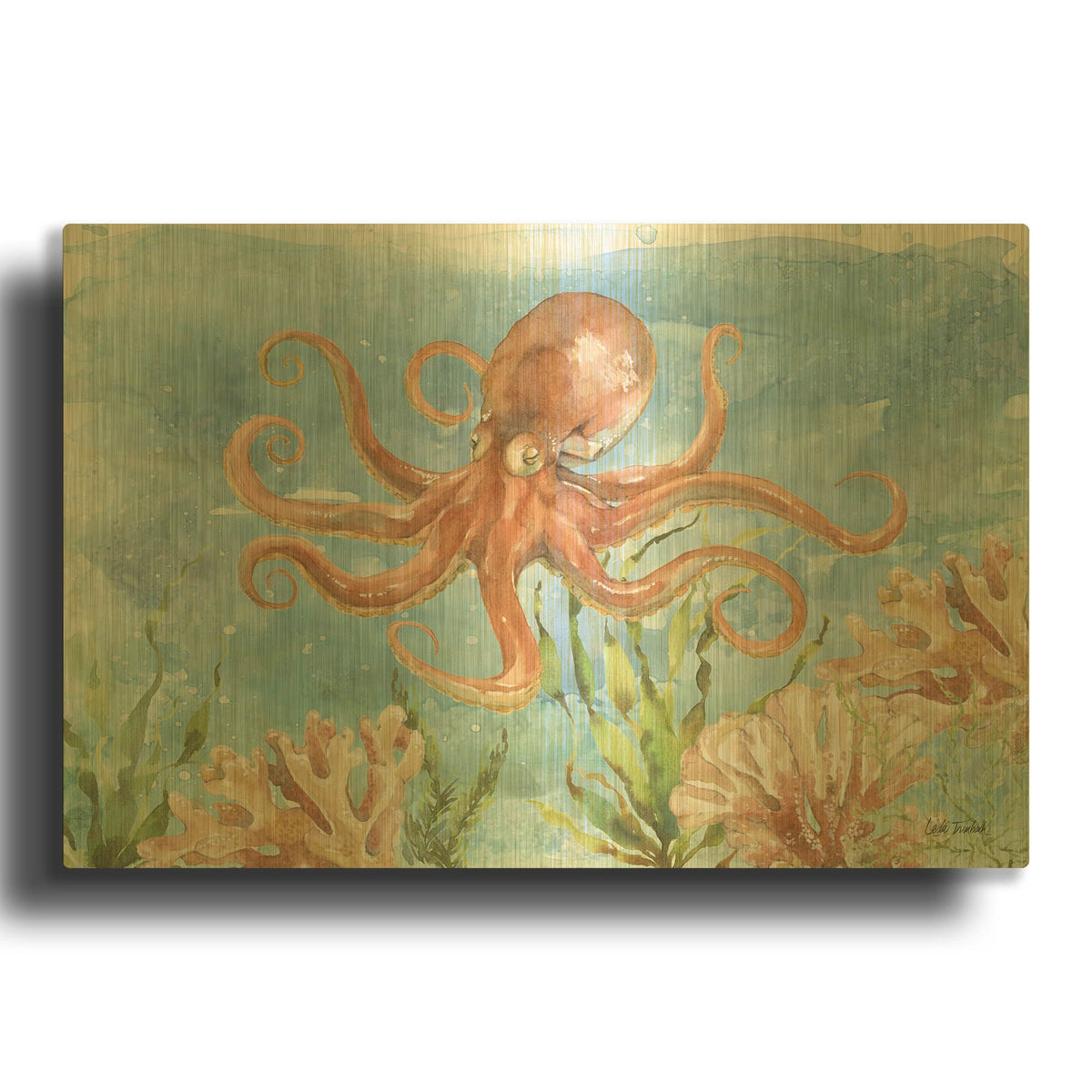 'Under Sea Life 4' By Leslie Trimbach Gold Metal Wall Art