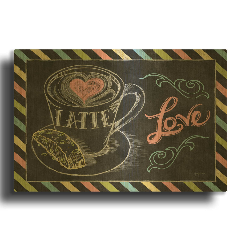 'Love You A Latte Horizontal Color' By Mary Urban Gold Metal Wall Art