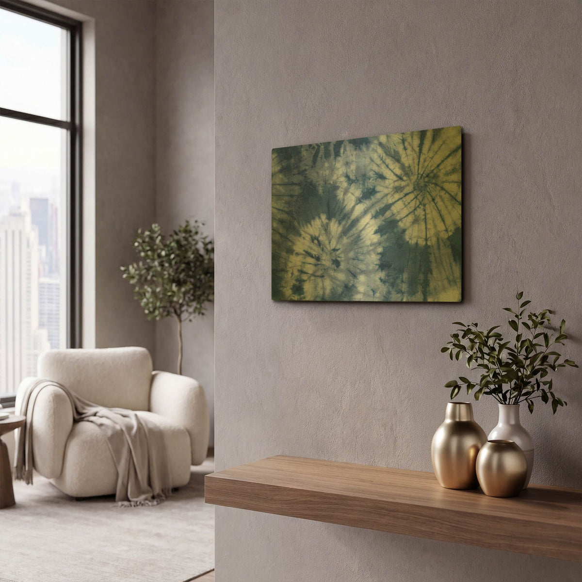 'Shiboriscapes V2' By Leslie Trimbach Gold Metal Wall Art