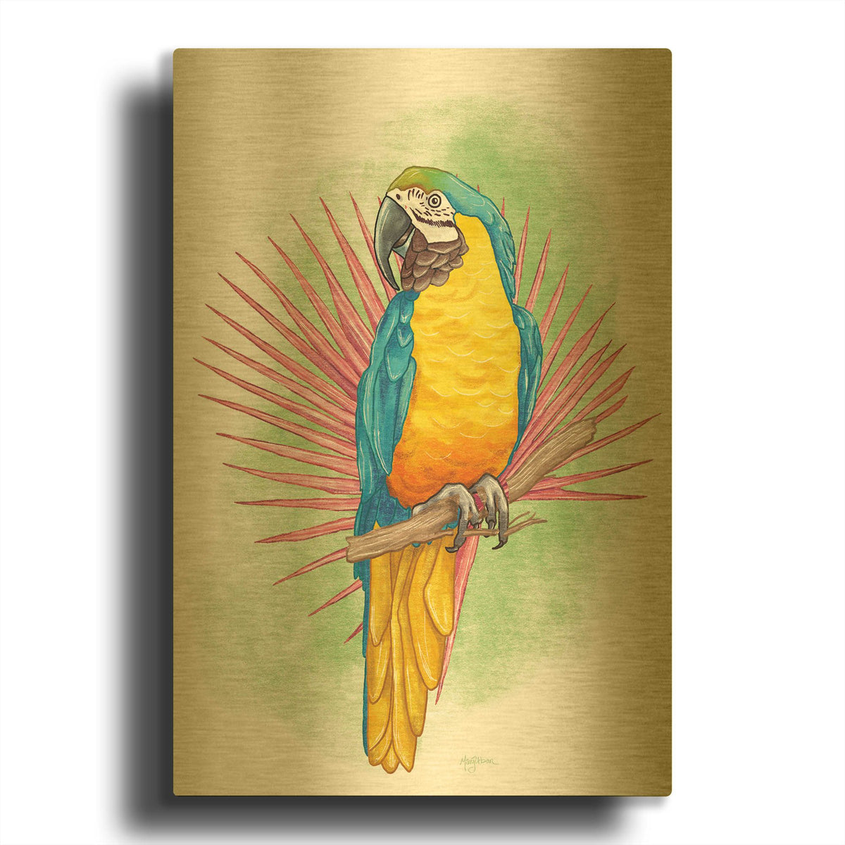 'Tropical Flair 1' By Leslie Trimbach Gold Metal Wall Art