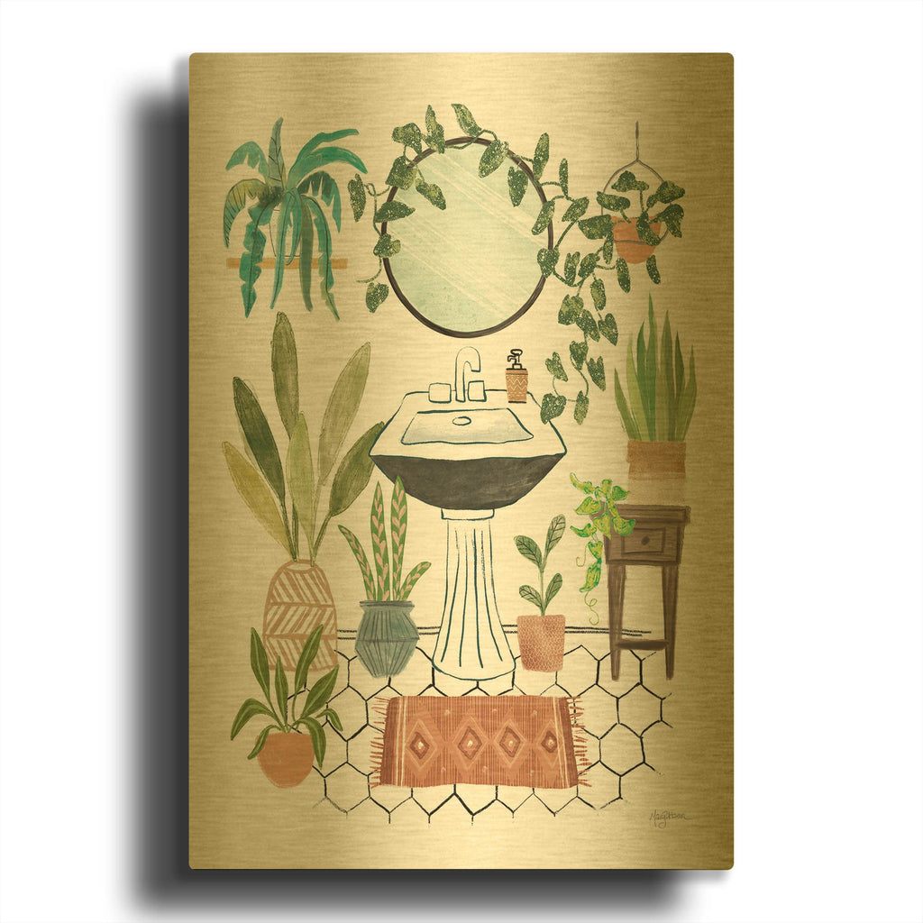 'Urban Jungle Bathing 1' By Leslie Trimbach Gold Metal Wall Art