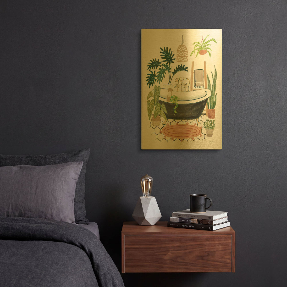 'Urban Jungle Bathing 2' By Leslie Trimbach Gold Metal Wall Art