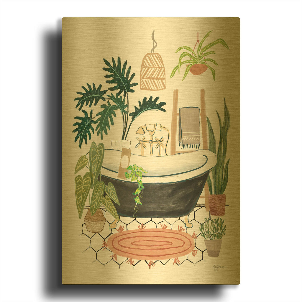 'Urban Jungle Bathing 2' By Leslie Trimbach Gold Metal Wall Art