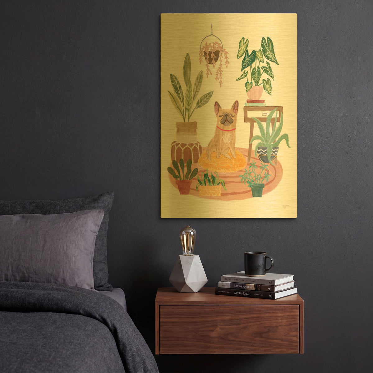 'Urban Jungle Dogs 4' By Leslie Trimbach Gold Metal Wall Art