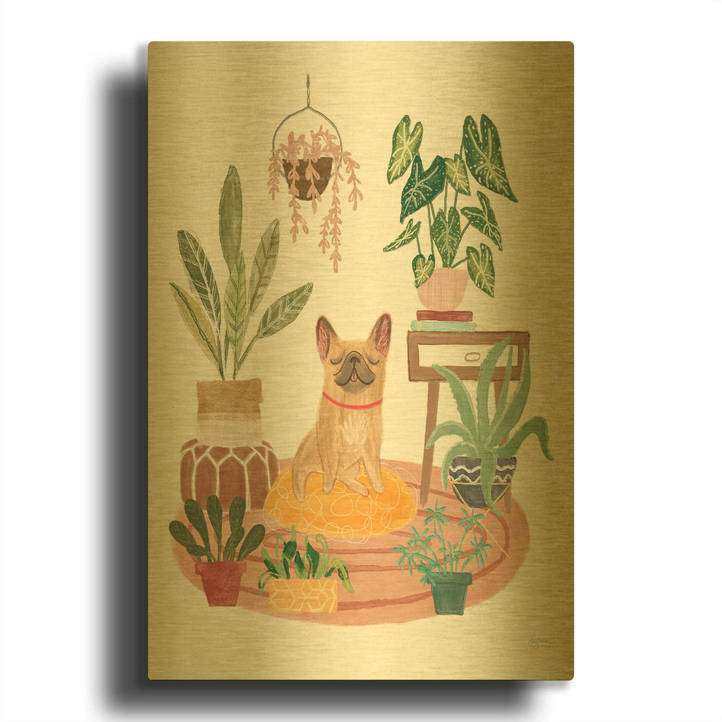 'Urban Jungle Dogs 4' By Leslie Trimbach Gold Metal Wall Art