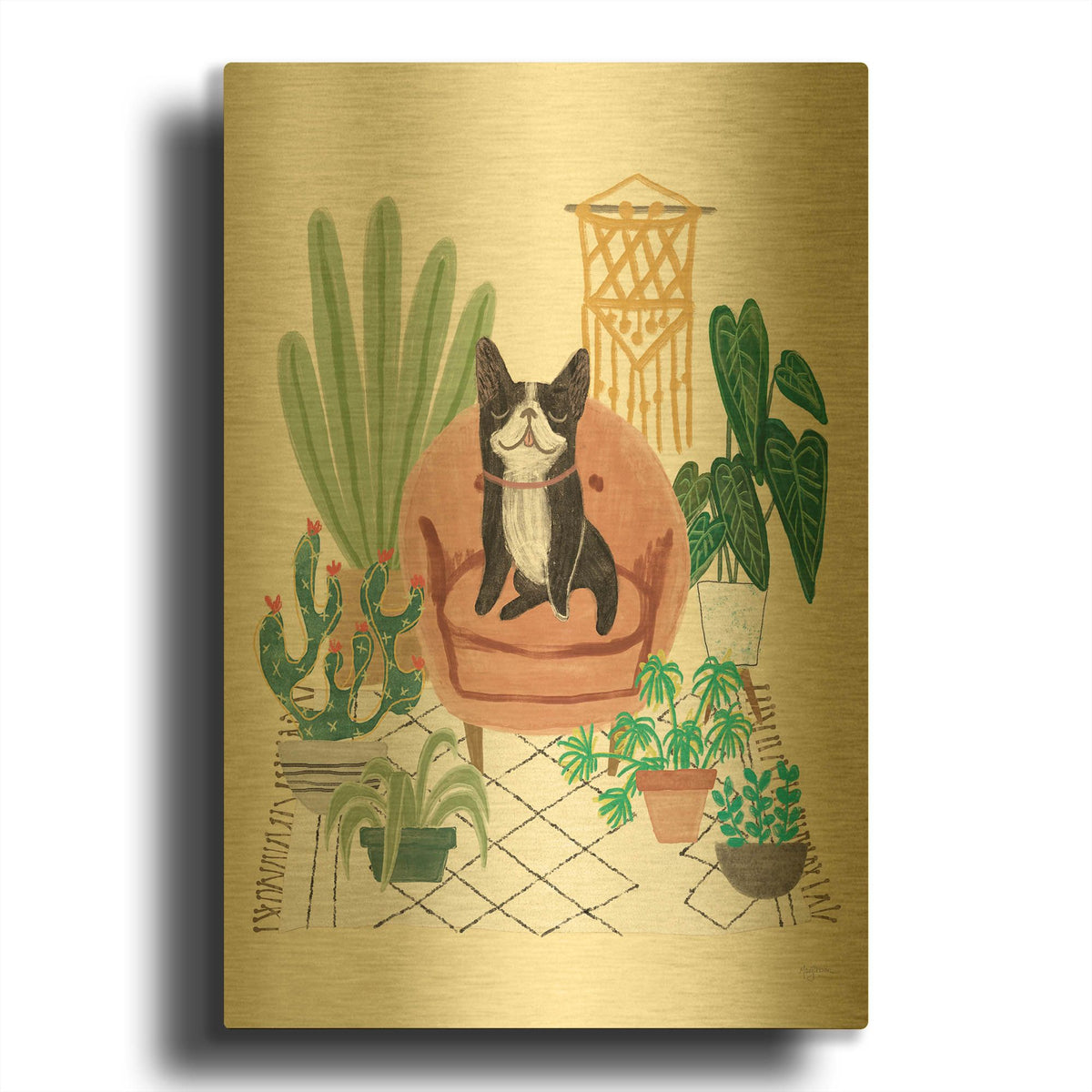 'Urban Jungle Dogs 5' By Leslie Trimbach Gold Metal Wall Art