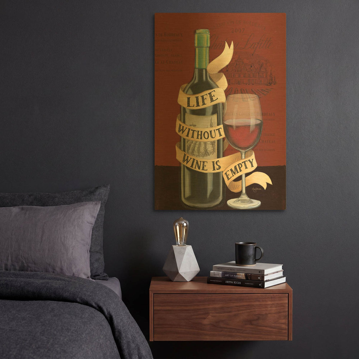 'Wine Wisdom 2' By Leslie Trimbach Gold Metal Wall Art