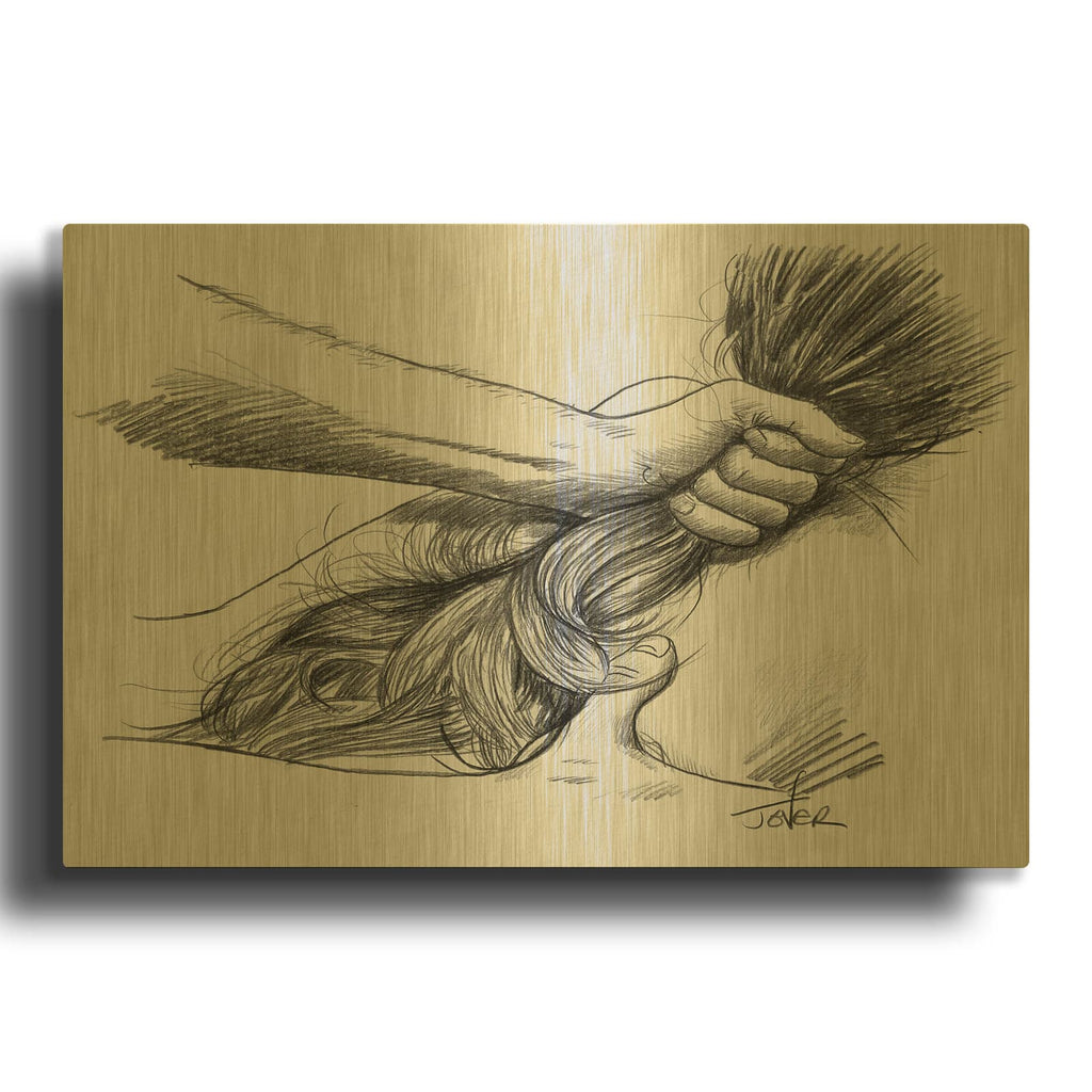 'Hold On' By Loui Jover Gold Metal Wall Art