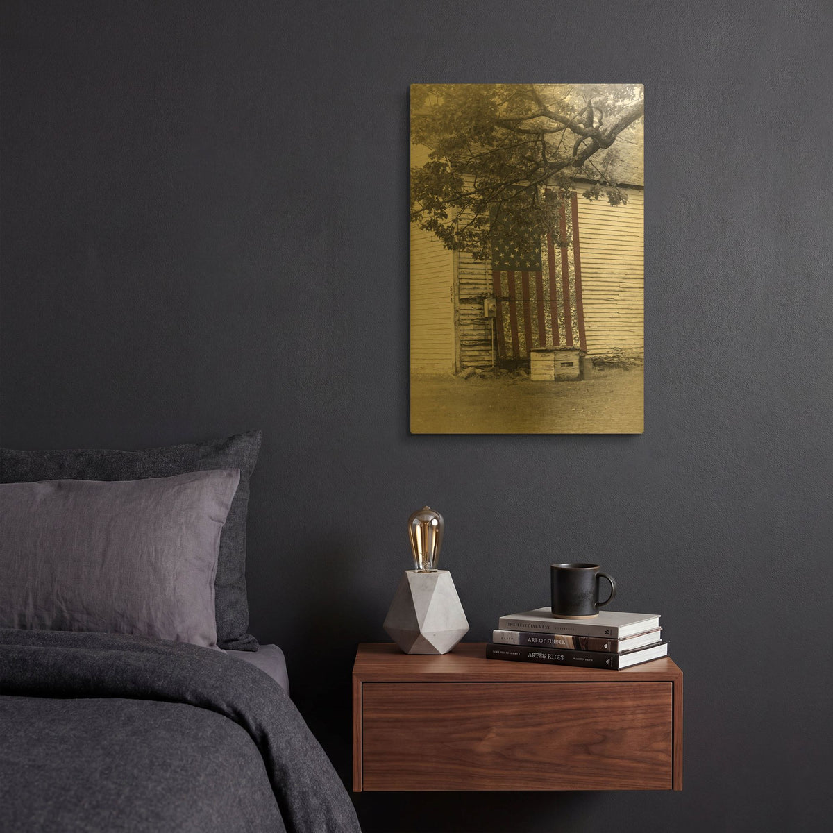 'Barn Flag 2' By Decent Exposures Gold Metal Wall Art