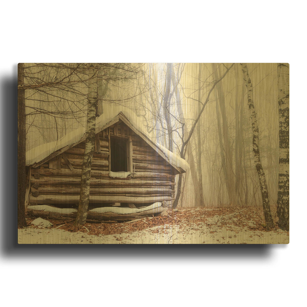 'Cabin in the Woods' By Decent Exposures Gold Metal Wall Art