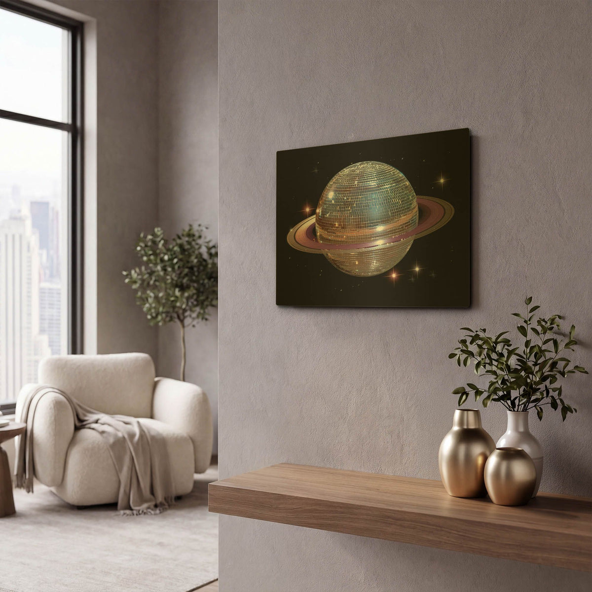 'Purple Disco Ball' By Decent Exposures Gold Metal Wall Art