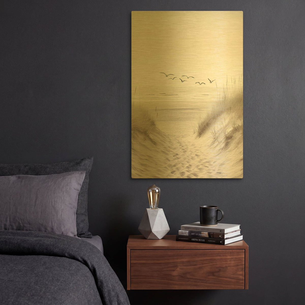 'Seagulls' By Decent Exposures Gold Metal Wall Art