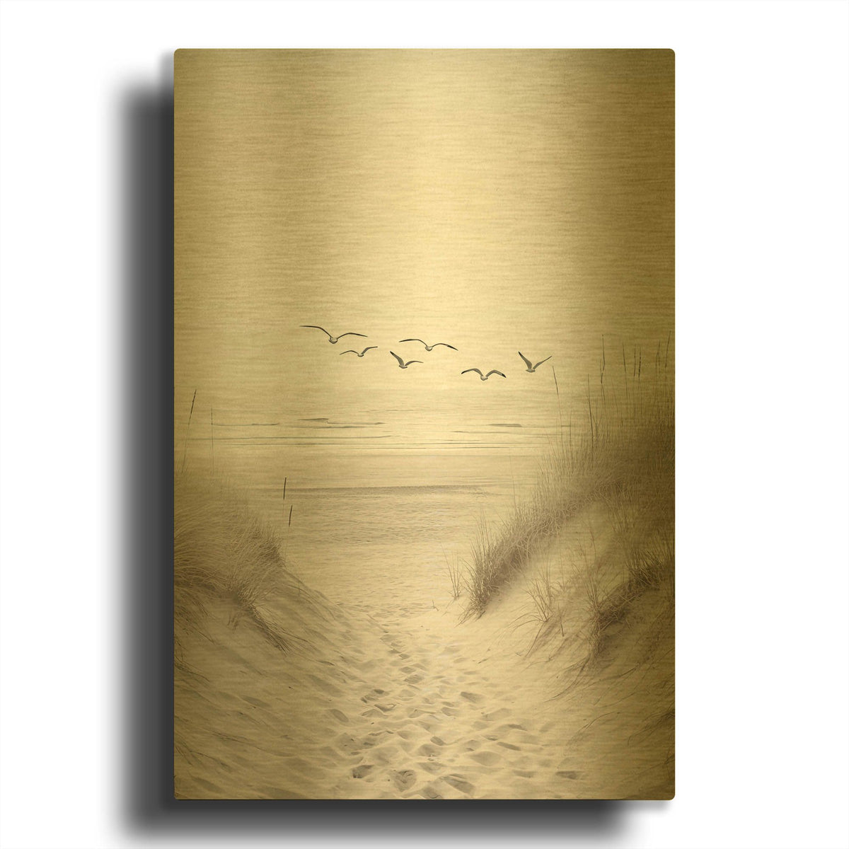 'Seagulls' By Decent Exposures Gold Metal Wall Art