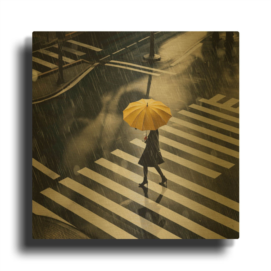 'Yellow Umbrella' By Decent Exposures Gold Metal Wall Art