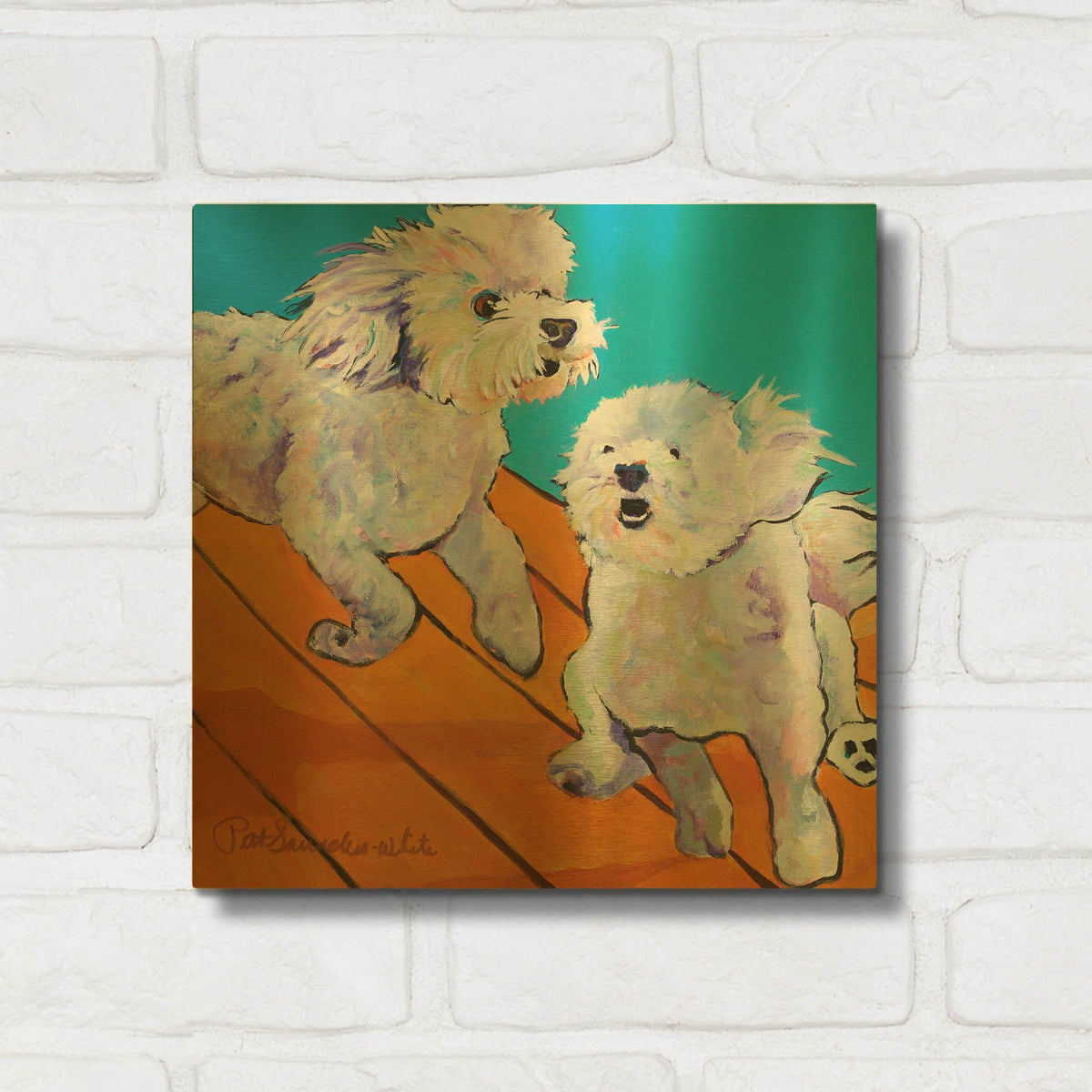 'Catch Me' By Pat Saunders-White Gold Metal Wall Art