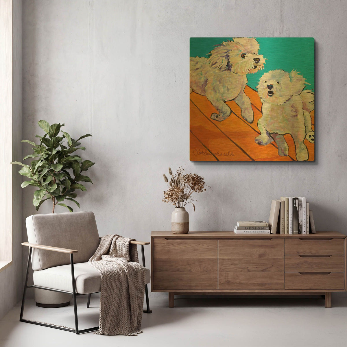 'Catch Me' By Pat Saunders-White Gold Metal Wall Art
