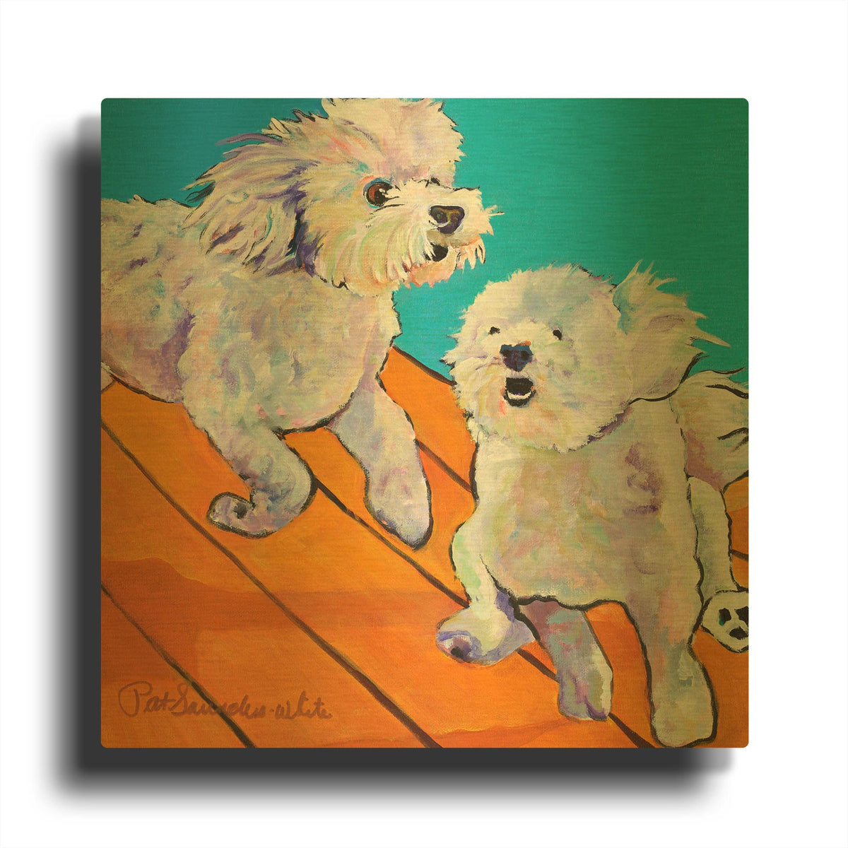 'Catch Me' By Pat Saunders-White Gold Metal Wall Art