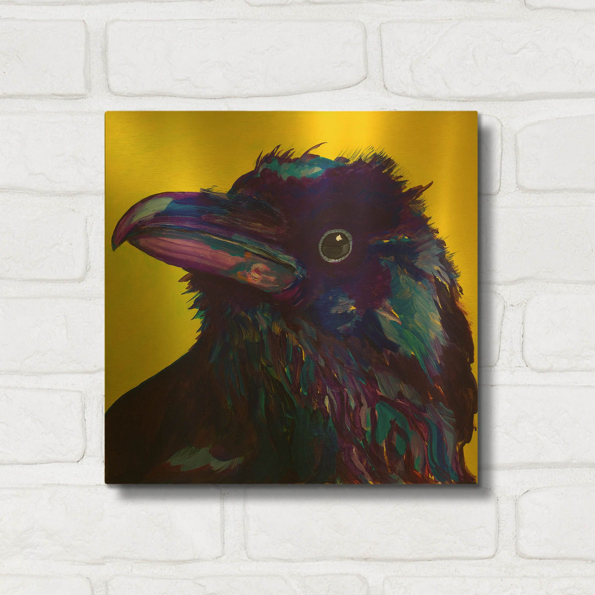 'Corvus' By Pat Saunders-White Gold Metal Wall Art