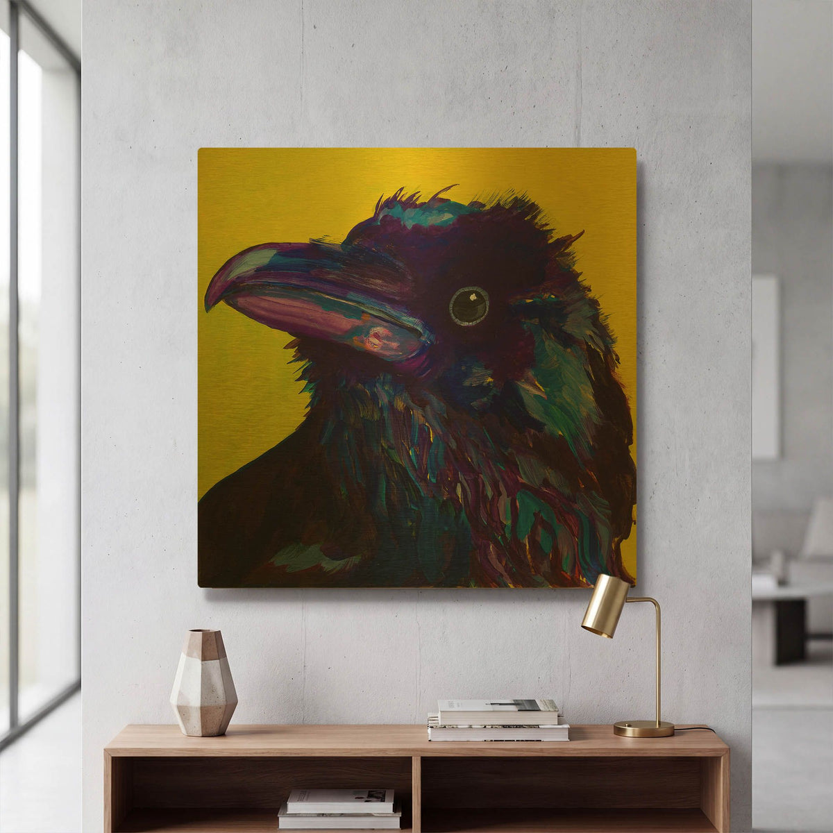 'Corvus' By Pat Saunders-White Gold Metal Wall Art