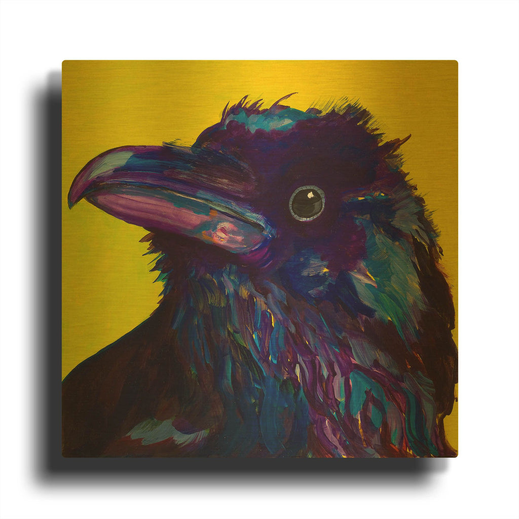 'Corvus' By Pat Saunders-White Gold Metal Wall Art