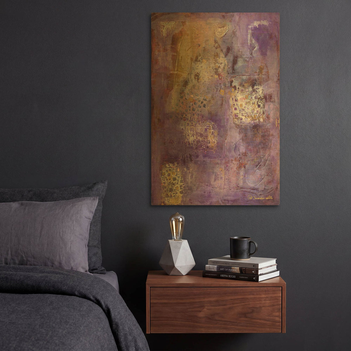 'Cracklin Gold' By Pat Saunders-White Gold Metal Wall Art