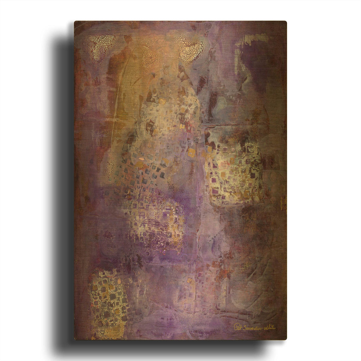 'Cracklin Gold' By Pat Saunders-White Gold Metal Wall Art