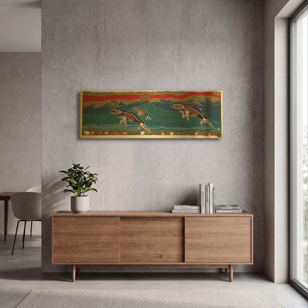 'Family Training' By Pat Saunders-White Gold Metal Wall Art