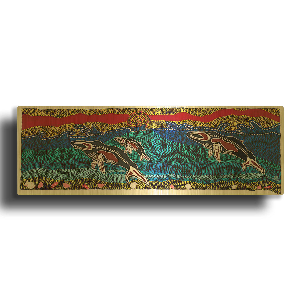 'Family Training' By Pat Saunders-White Gold Metal Wall Art