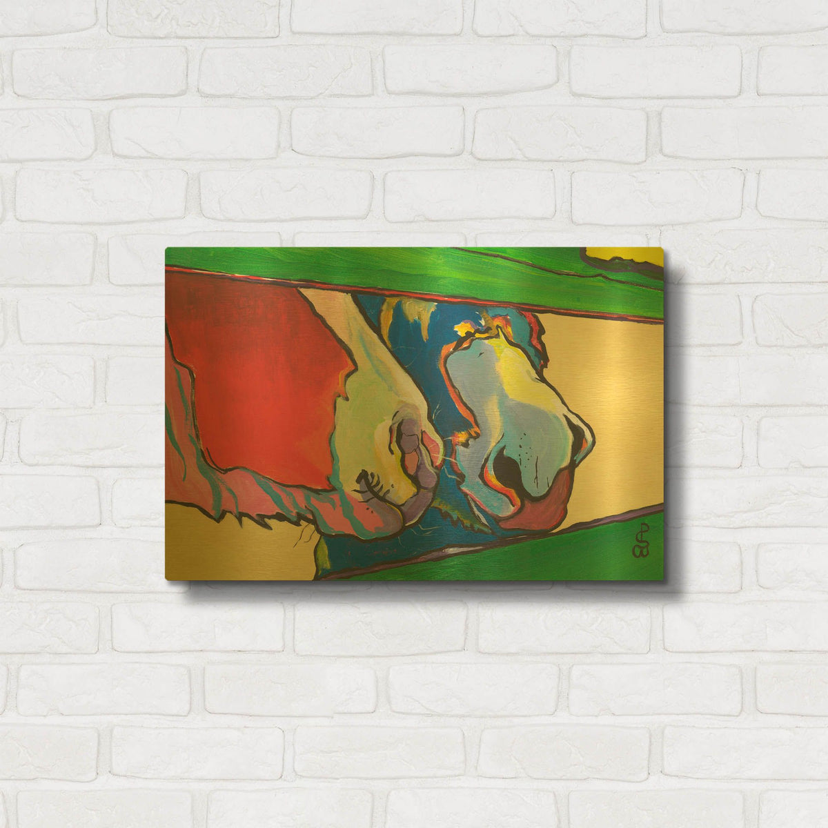 'Green Fence' By Pat Saunders-White Gold Metal Wall Art