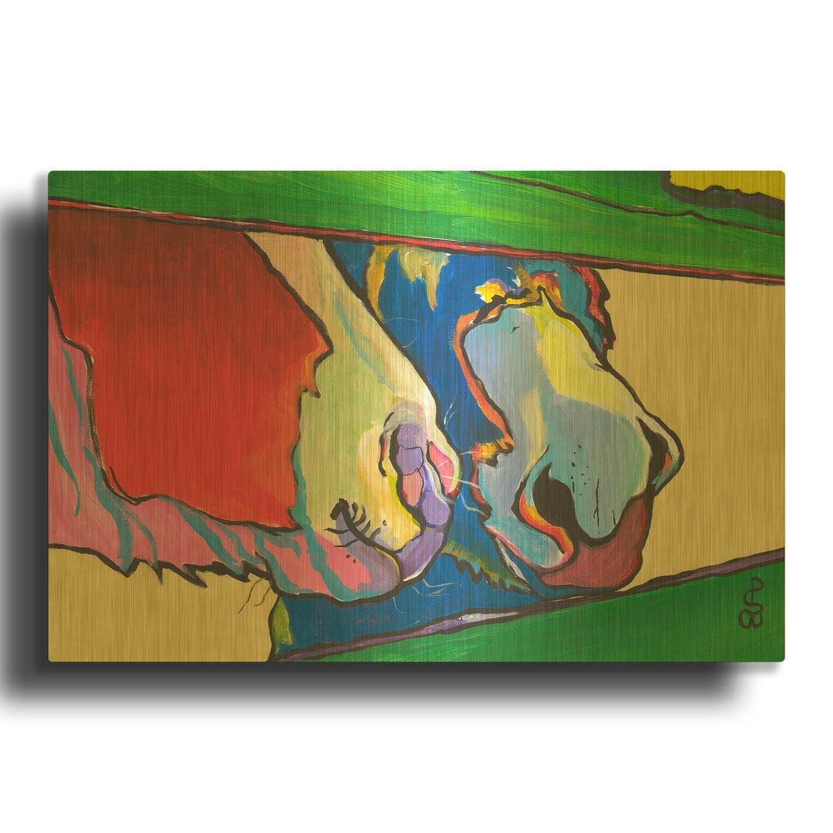 'Green Fence' By Pat Saunders-White Gold Metal Wall Art
