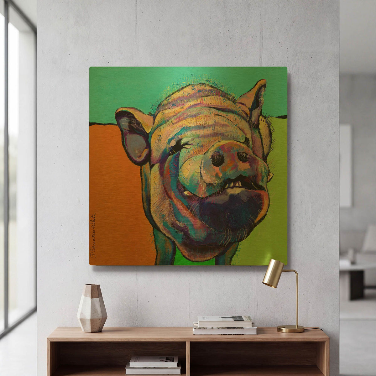 'Grunt' By Pat Saunders-White Gold Metal Wall Art