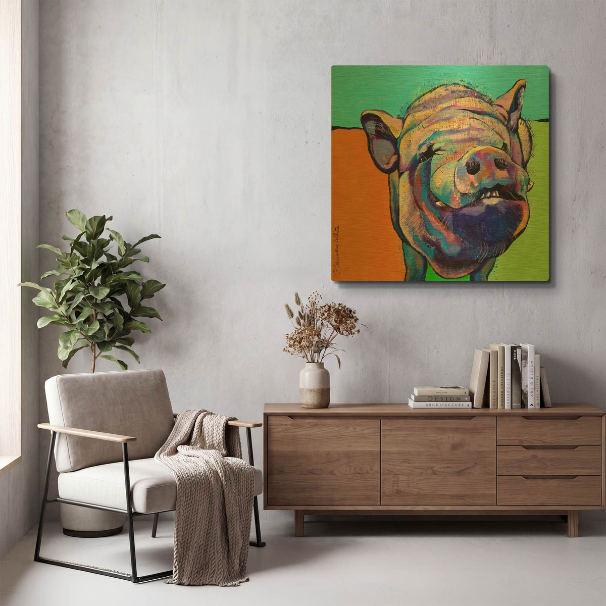 'Grunt' By Pat Saunders-White Gold Metal Wall Art